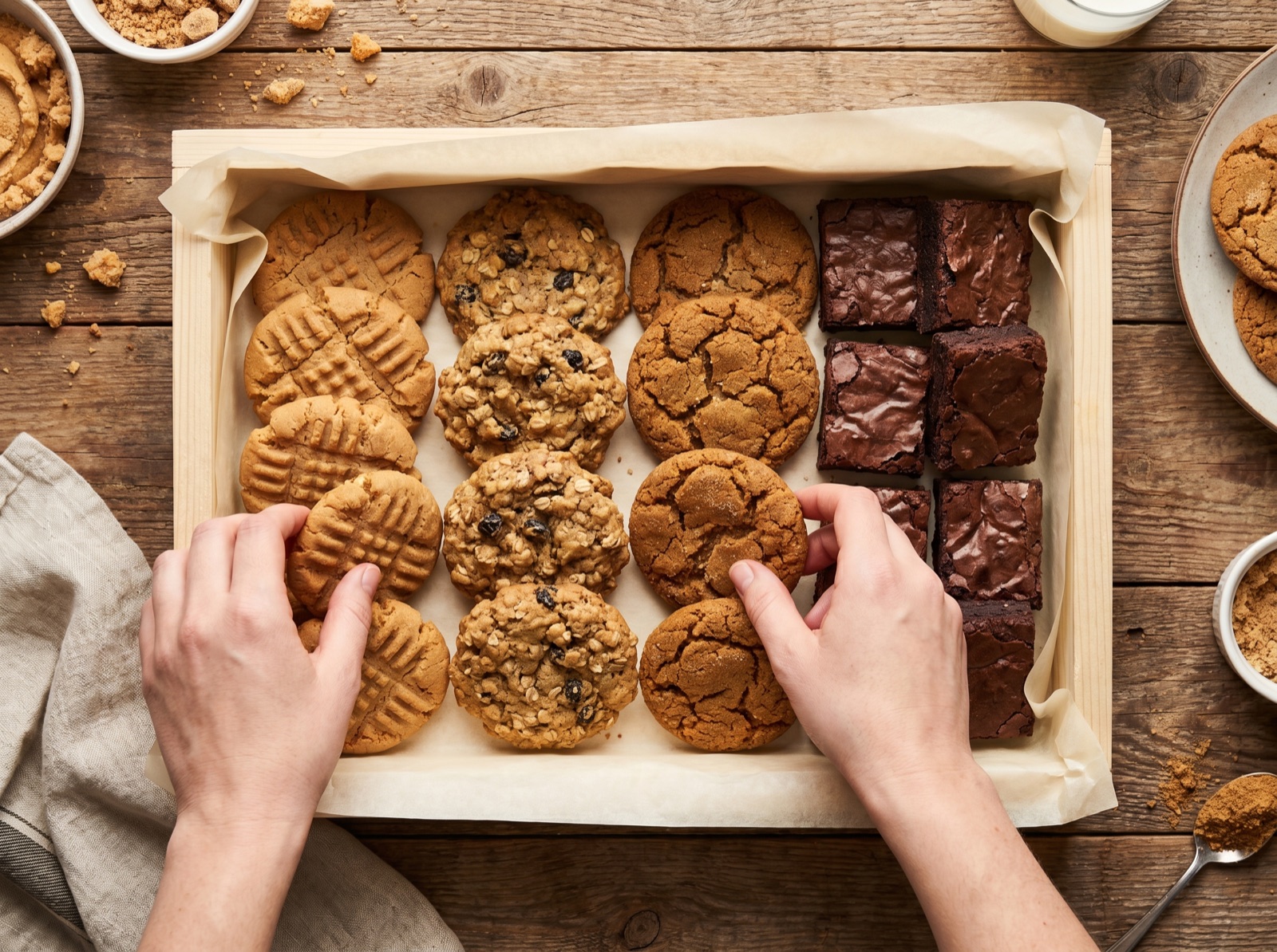 An overhead spread of the bakery selection